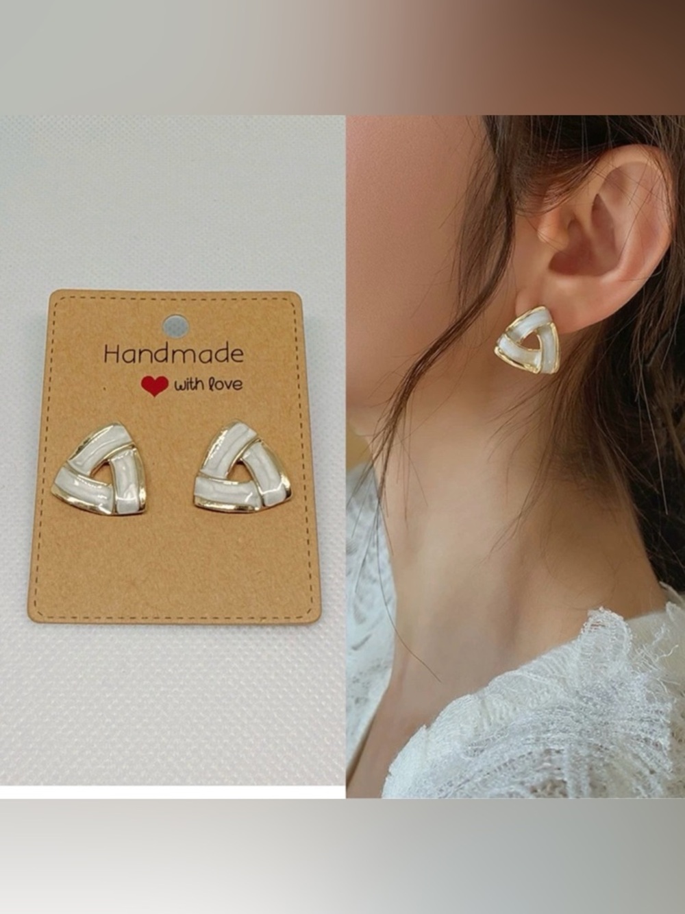 NEW Triangle Glaze Earrings,925 Sterling Silver
